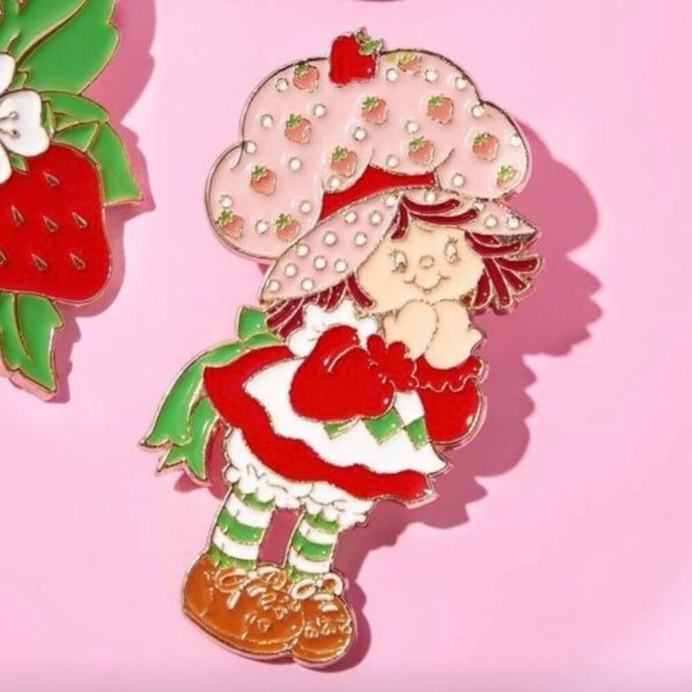 XLarge Strawberry Shortcake Enamel Pin Colorful Red and Pink Vintage Version